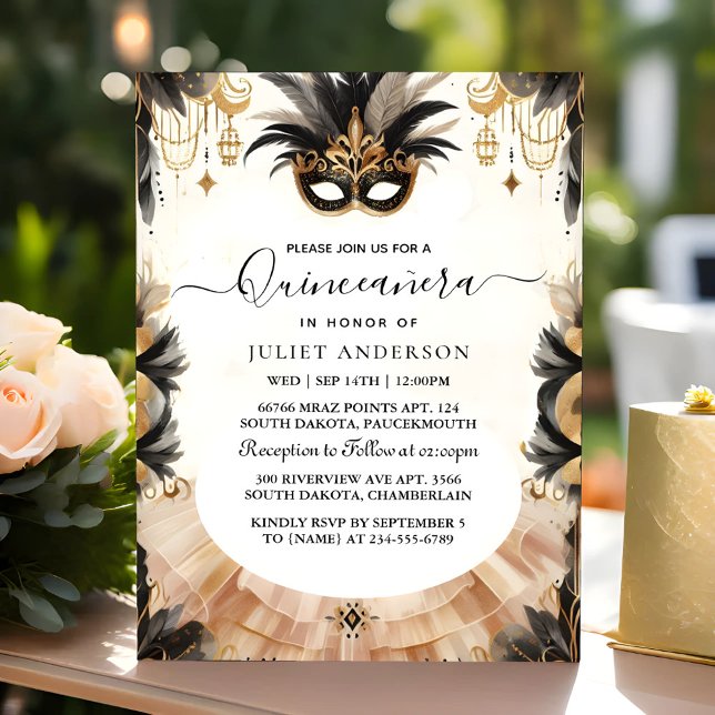 Vid Finare Prom Mask Roligt MasqueraBoll Quinceane Inbjudningar (Skapare uppladdad)