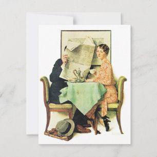 Vid frukost Bord 1930 Norman Rockwell Julkort