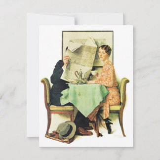 Vid frukost Bord 1930 Norman Rockwell Julkort
