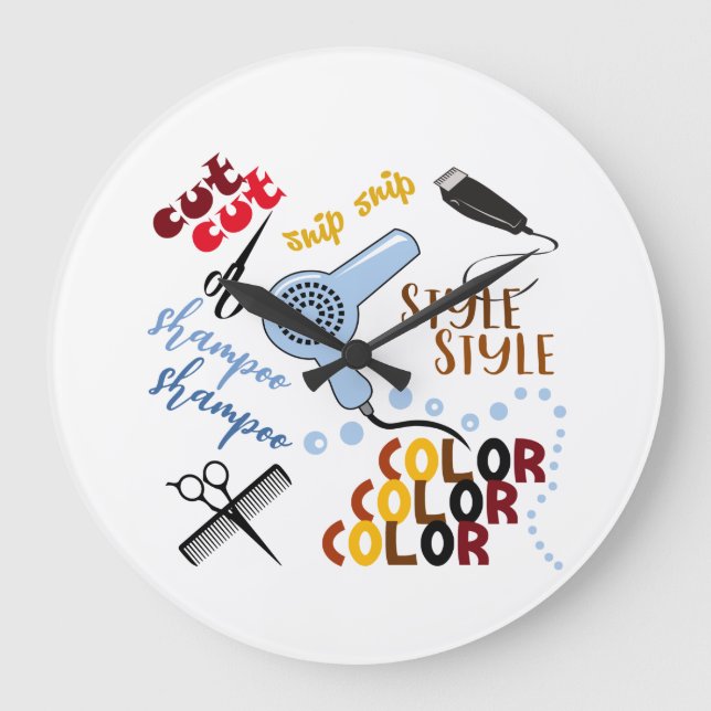 Vid Hair Salon Ceramic Stor Klocka (Framsida)