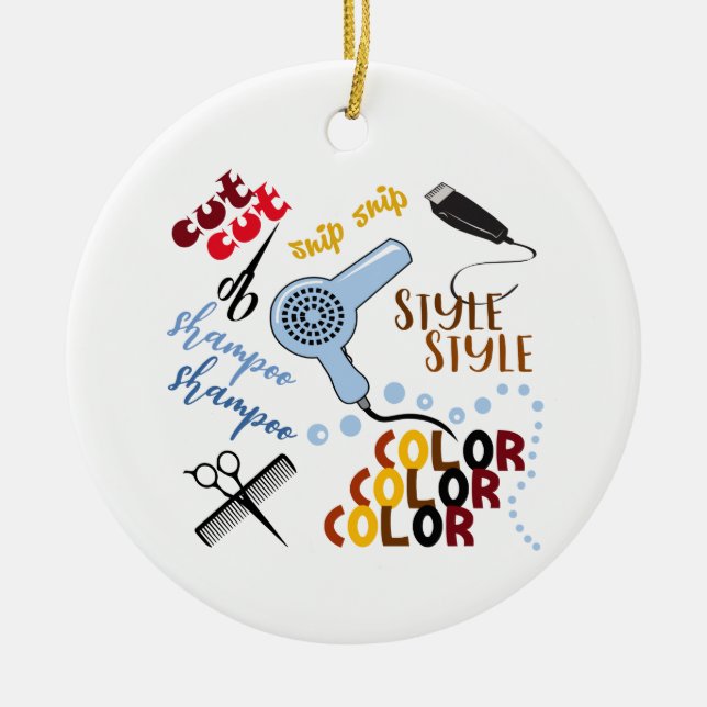 Vid Hair Salon Julgransprydnad Keramik (Framsidan)