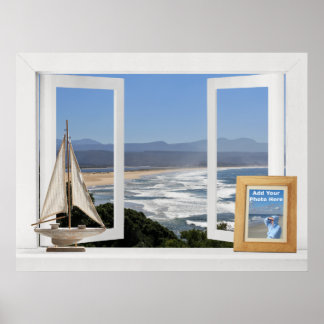 Vid havet -- Anpassningsbar öppen fönsterutsikt Poster