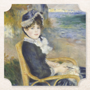 Vid havet, oljemålning porträtt, Renoir Underlägg Papper
