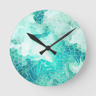 Vid havet trycks abstrakt mosaik. rund klocka