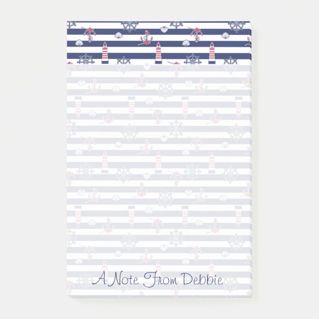 Vid havsmönster tillfogar | ditt namn post-it block (Framsida)