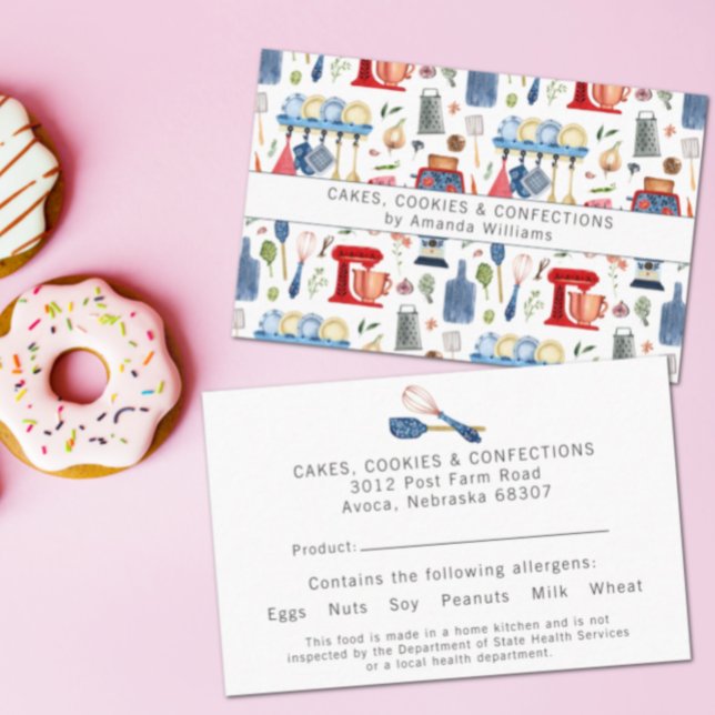 Vid hemköksbageri Livsmedelsingrediens Allergen Visitkort (Skapare uppladdad)