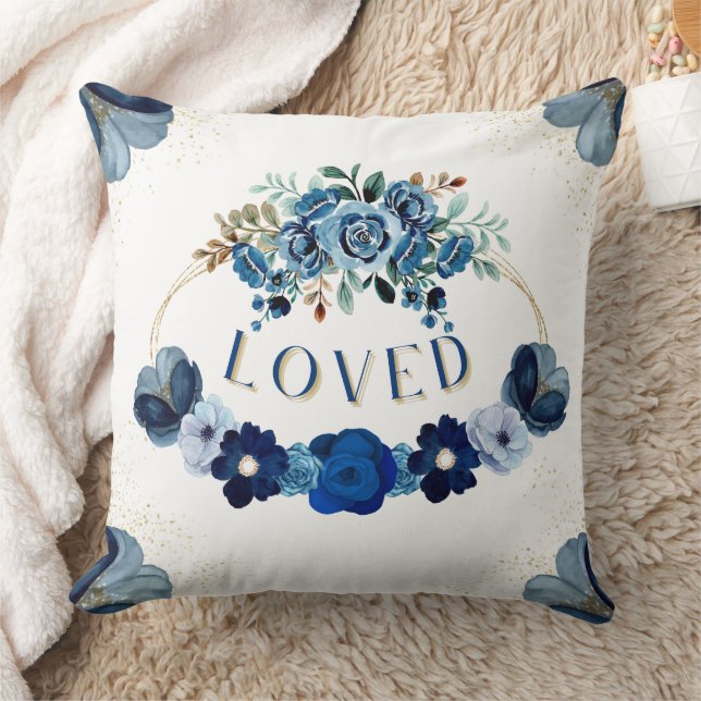 VID INJEKTION AV LOVED Elegant VID Blått Blommigt  Kudde (Filt)