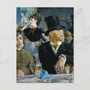 Vid kaféet av Manet Impressionist Painting Vykort