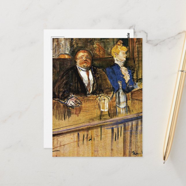 Vid kaféet, kunden och den anemiska kassören vykort (Fram/Back In Situ)