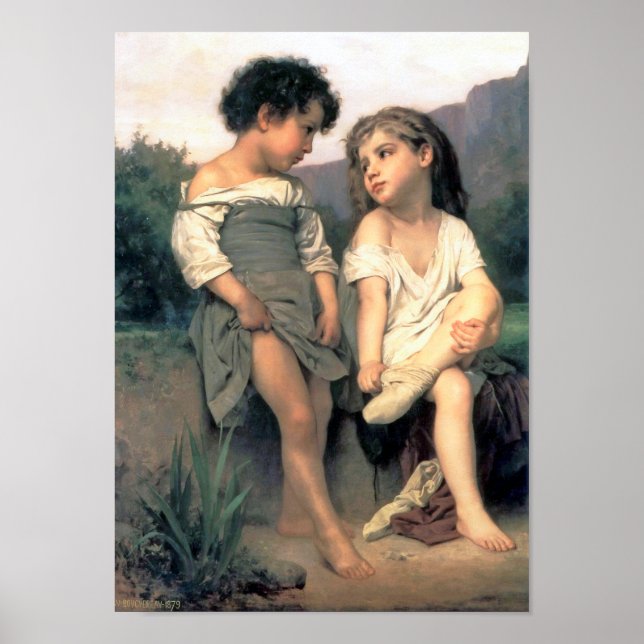 Vid Kant vid Brook, Bouguereau Poster (Framsidan)
