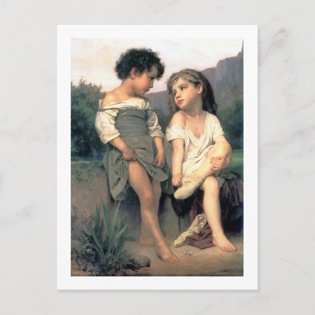 Vid Kant vid Brook, Bouguereau Vykort (Framsida)