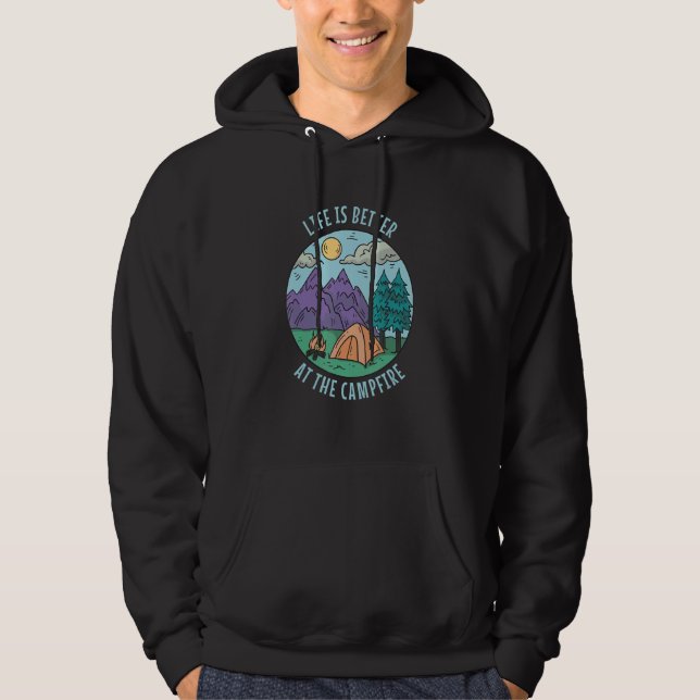 Vid lägerelden Camping Camper Hoodie (Framsida)