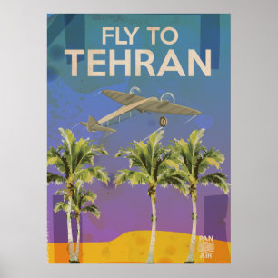 Vid luft till den Tehran vintage resoraffischen Poster