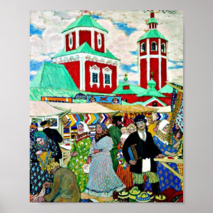Vid mässan, konsmålning av bra av Boris Kustodiev Poster
