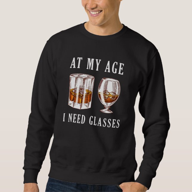 Vid min ålder behöver du glaswhisky Manar som dric Lång Ärmad Tröja (Framsida)