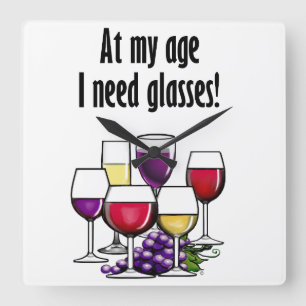 Vid min ålder behöver jag glasögon! fyrkantig klocka