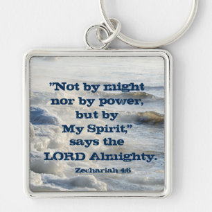 Vid min ande Scripturehav vinkara Keychain Fyrkantig Silverfärgad Nyckelring