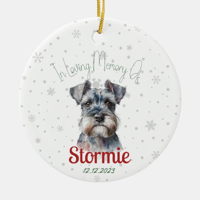 Vid minnesförlust av - Schnauzer Hund Loss Keepsak Julgransprydnad Keramik (Framsidan)