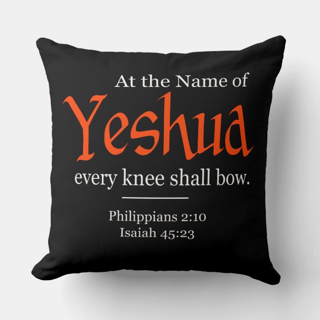 Vid Namn i Yeshua ska varje knä böja Kudde (Framsida)