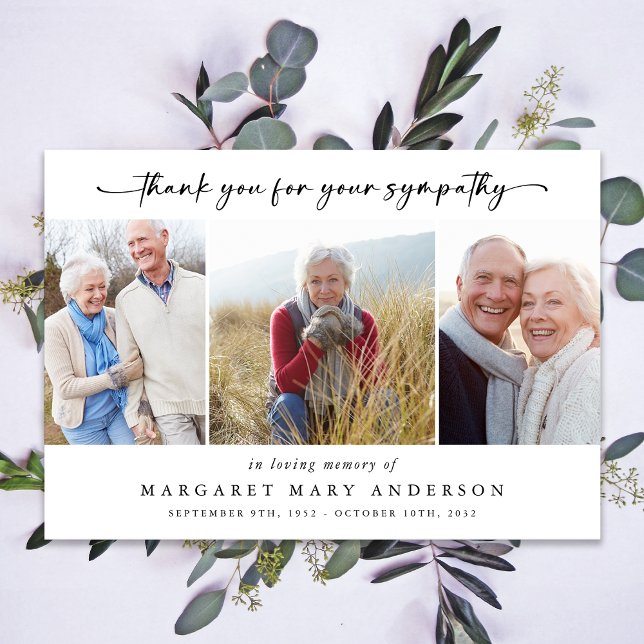 Vid överljudsminnen tre fotografier Funeral Sympat Tack Kort (Skapare uppladdad)