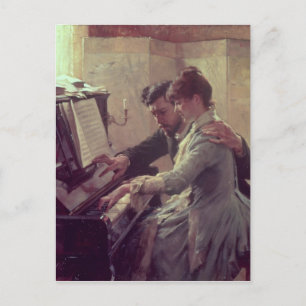 Vid Piano Vykort