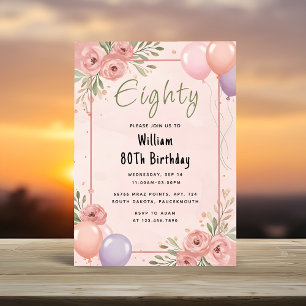 Vid Retro Roligt Vuxen humor Chic Lycklig 80:e föd Inbjudningar