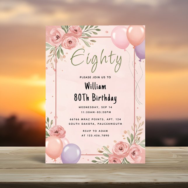 Vid Retro Roligt Vuxen humor Chic Lycklig 80:e föd Inbjudningar (Skapare uppladdad)