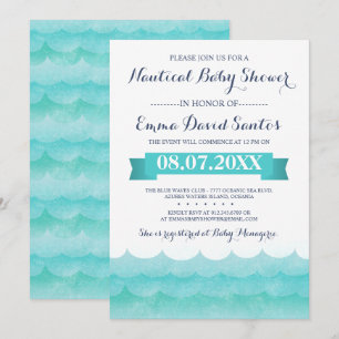 Vid Sea Nautical Baby Shower Inbjudningar