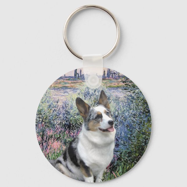 Vid Seine - Merle Welsh Corgi Nyckelring (Framsida)