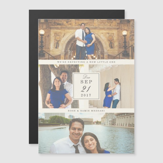 Vid senaste Gravidens meddelande Magnetisk Inbjudningskort (Fram/baksida)