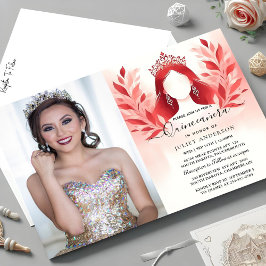 Vid Shock rosa Tiara Black Snöre Red Quinceanera Inbjudningar