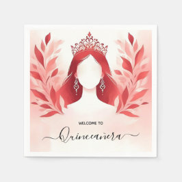 Vid Shock rosa Tiara Black Snöre Red Quinceanera Pappersservett