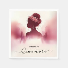 Vid Silver Plum Snöre Gown Boho Burgundy Quinceane Pappersservett