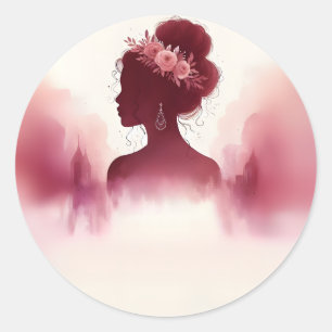 Vid Silver Plum Snöre Gown Boho Burgundy Quinceane Runt Klistermärke