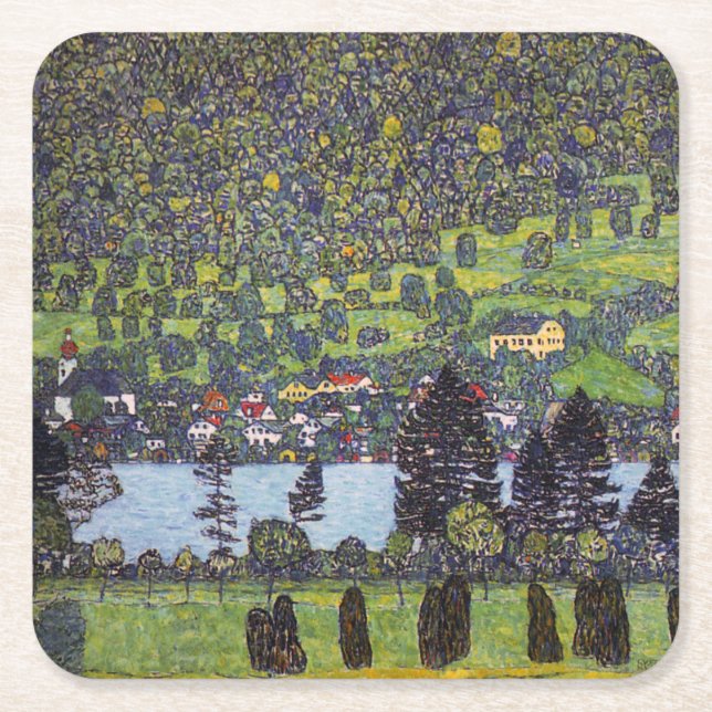 Vid Sjö Atter, Gustav Klimt Underlägg Papper Kvadrat (Framsidan)