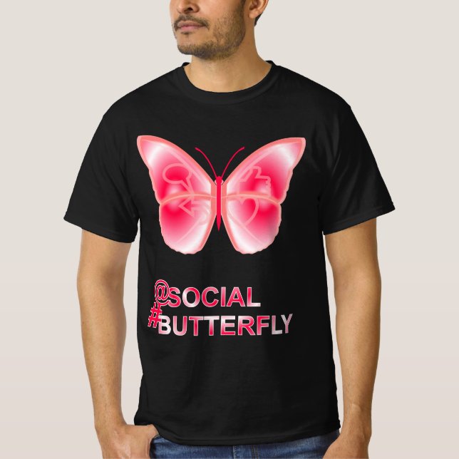 Vid Social Hashtag Butterfly T Shirt (Framsida)