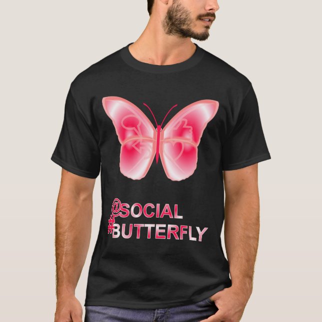 Vid Social Hashtag Butterfly T Shirt (Framsida)