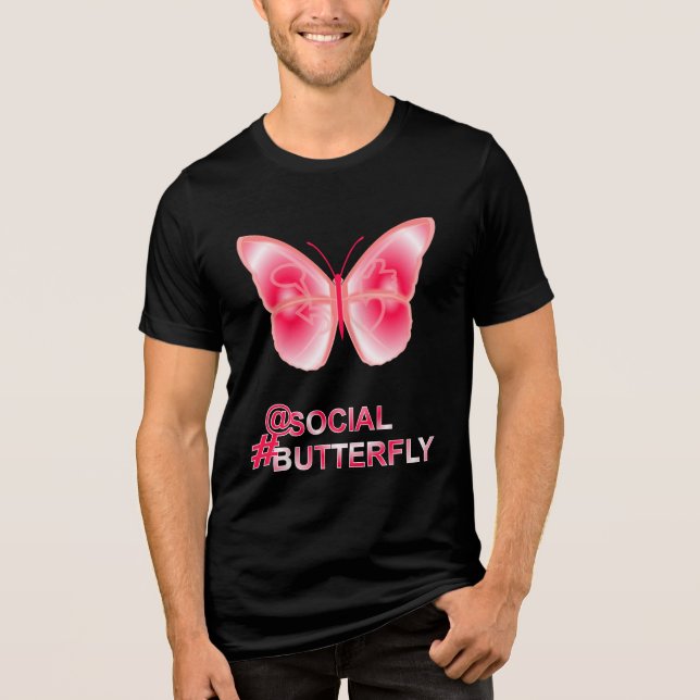 Vid Social Hashtag Butterfly T Shirt (Framsida)