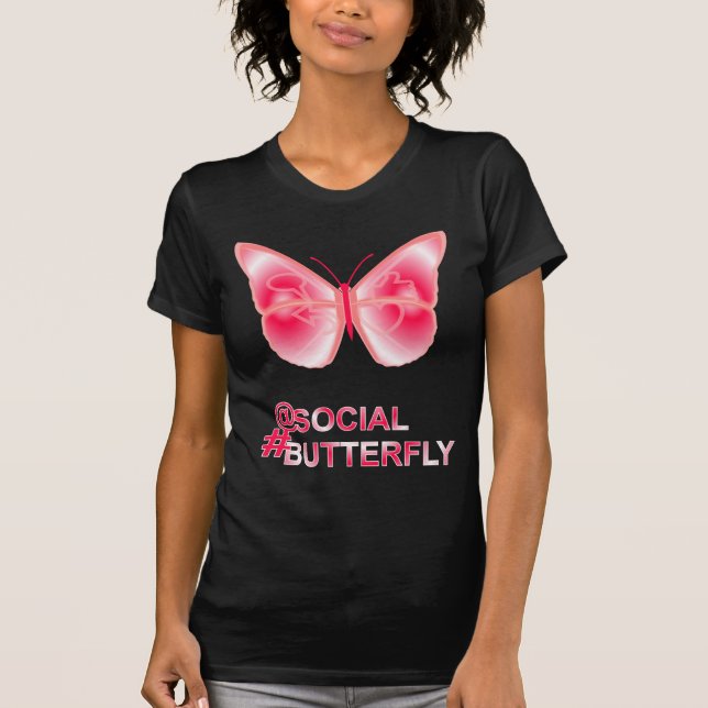 Vid Social Hashtag Butterfly T Shirt (Framsida)