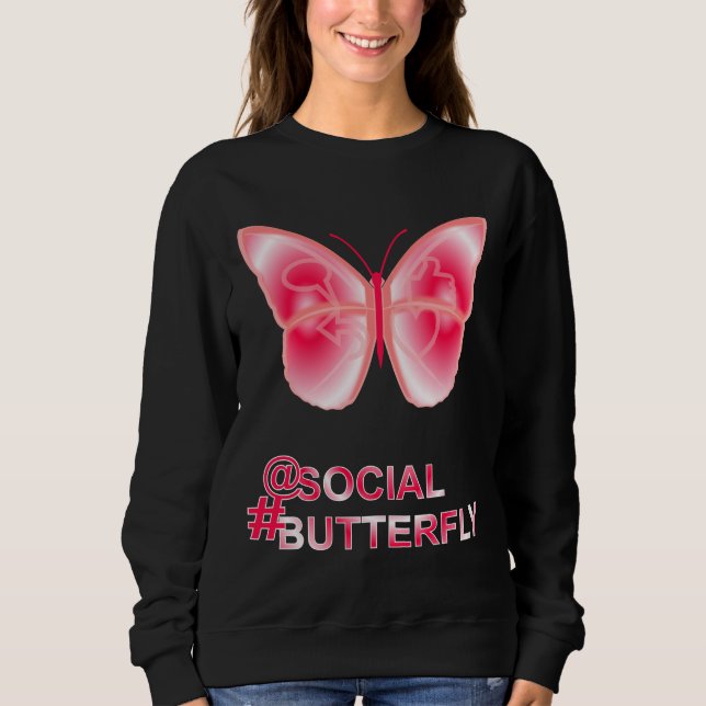 Vid Social Hashtag Butterfly T Shirt (Framsida)
