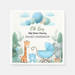Vid Soft Boho Bear Blue Unge Välkomsthälsaren Pojk Pappersservett