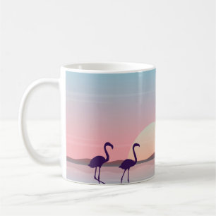 Vid soluppflamingo scenery silhouettesflamingo,si kaffemugg