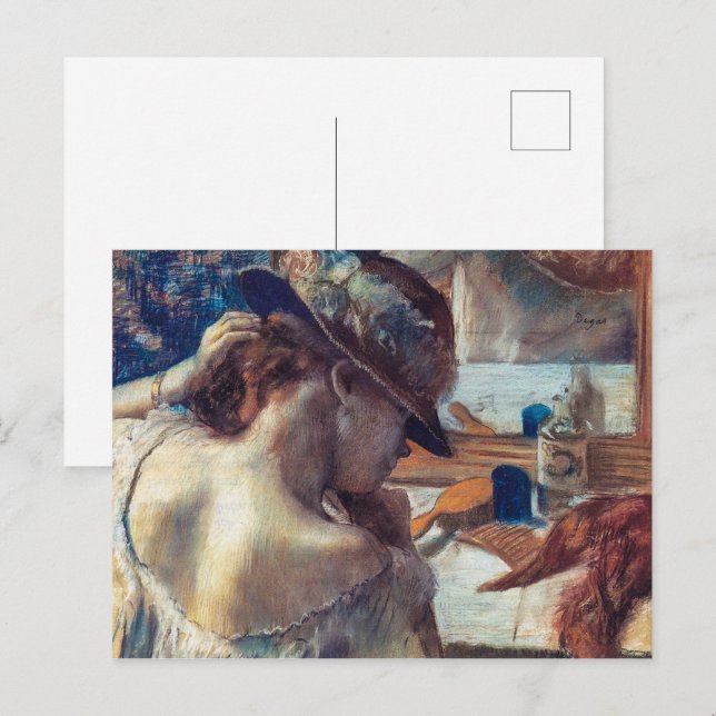 Vid Spegel | Edgar Degas | Vykort (Fram/baksida)