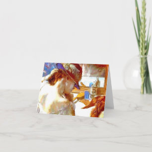 "Vid Spegel" med Edgar Degas Note Card Kort