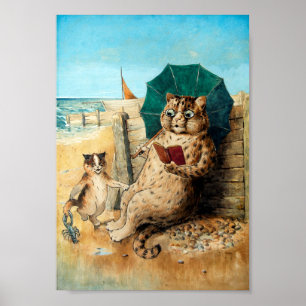 Vid stranden, Louis Wain Poster