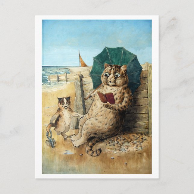 Vid stranden, Louis Wain Vykort (Framsida)