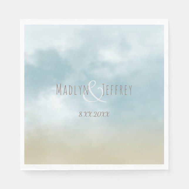 Vid stranden vid kusten av havets surfa bröllop pappersservett (Framsidan)