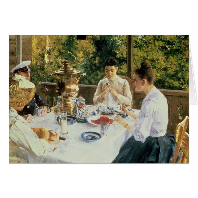 Vid Tea-Bord, 1888 Hälsningskort (Framsidan Horizontal)