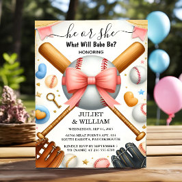 Vid Team Boll Game Pitch Roligt Baseball Gender Re Inbjudningar
