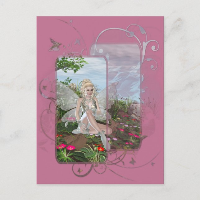 Vid Vatten Kant - Fairy & Flowers vid Vatten Vykort (Framsida)
